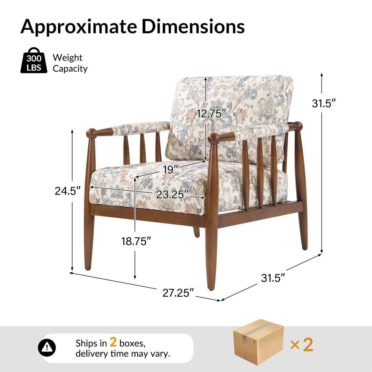 Avidite 27.25"W Farmhouse Solid Wood Arm Chair No Assembly Needed (Set of 2)