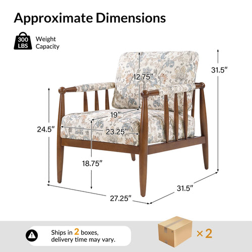 Avidite 27.25"W Farmhouse Solid Wood Arm Chair No Assembly Needed (Set of 2)