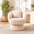 Upholstered Swivel Accent Chair Barrel Chair with Pillow
