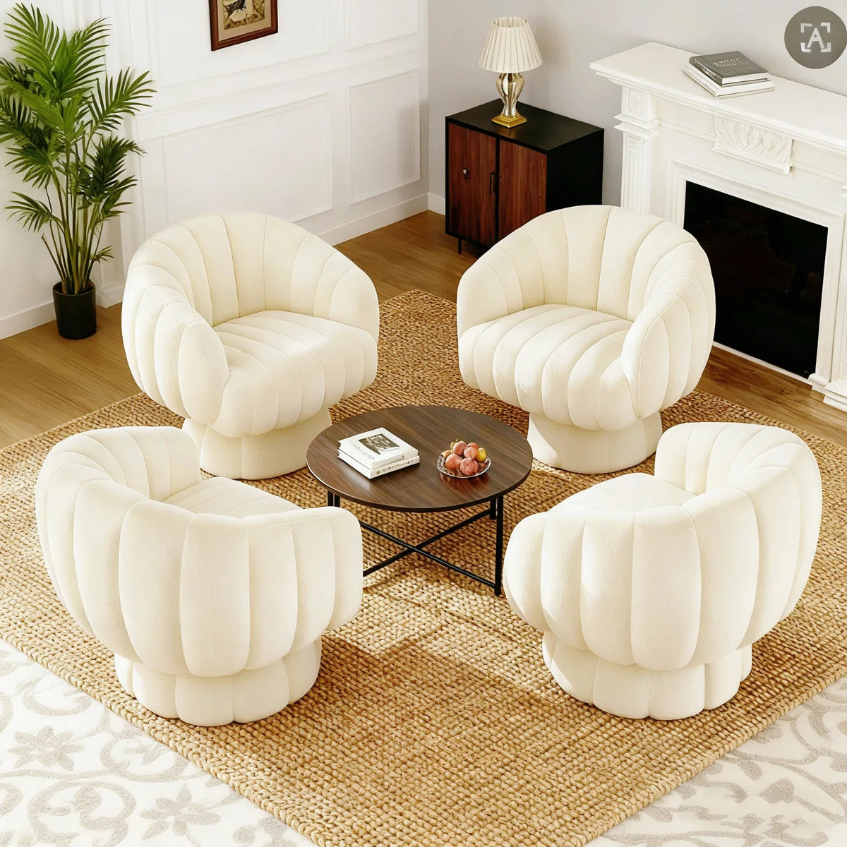 Upholstered Swivel Accent Chair Barrel Chair with Pillow