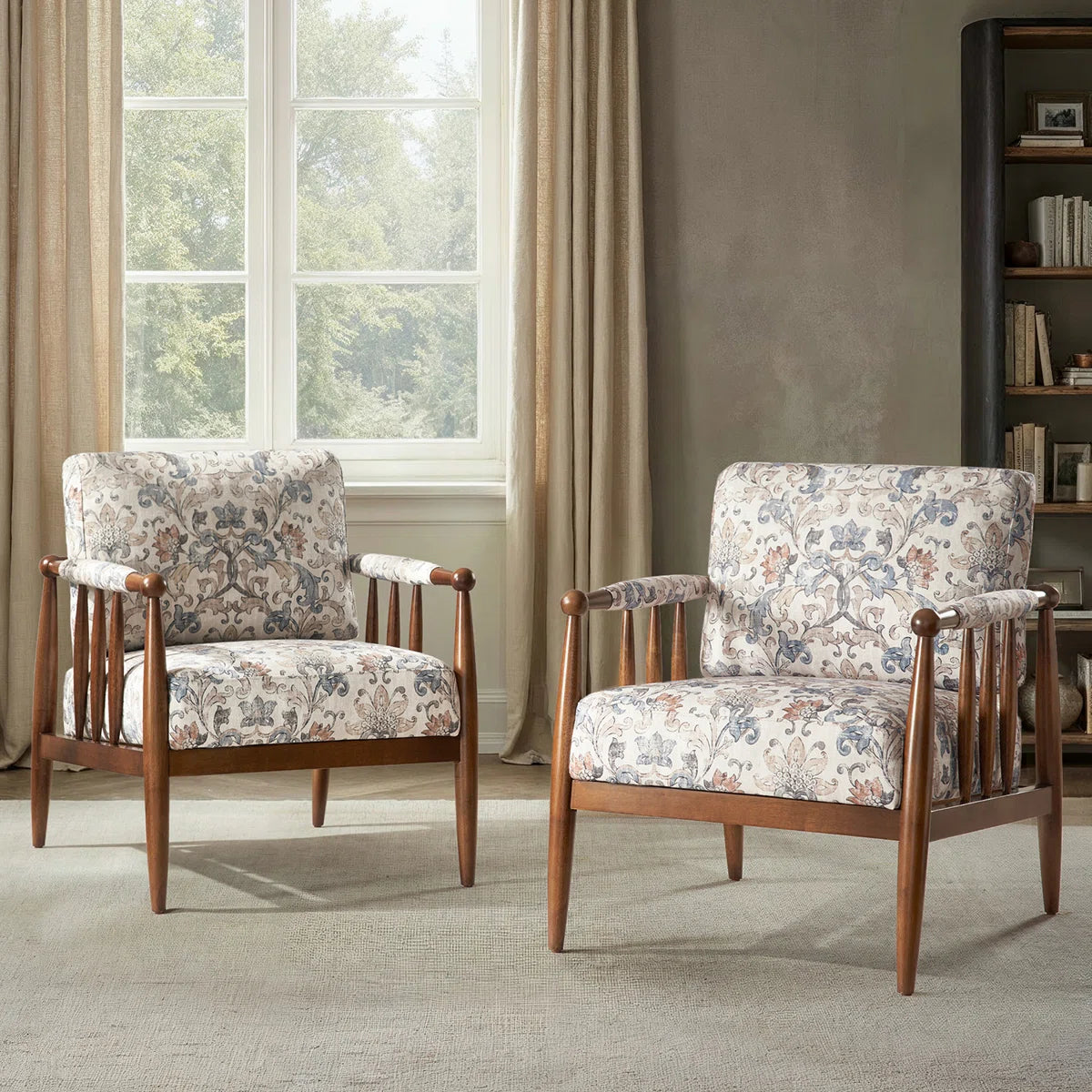 Avidite 27.25"W Farmhouse Solid Wood Arm Chair No Assembly Needed (Set of 2)