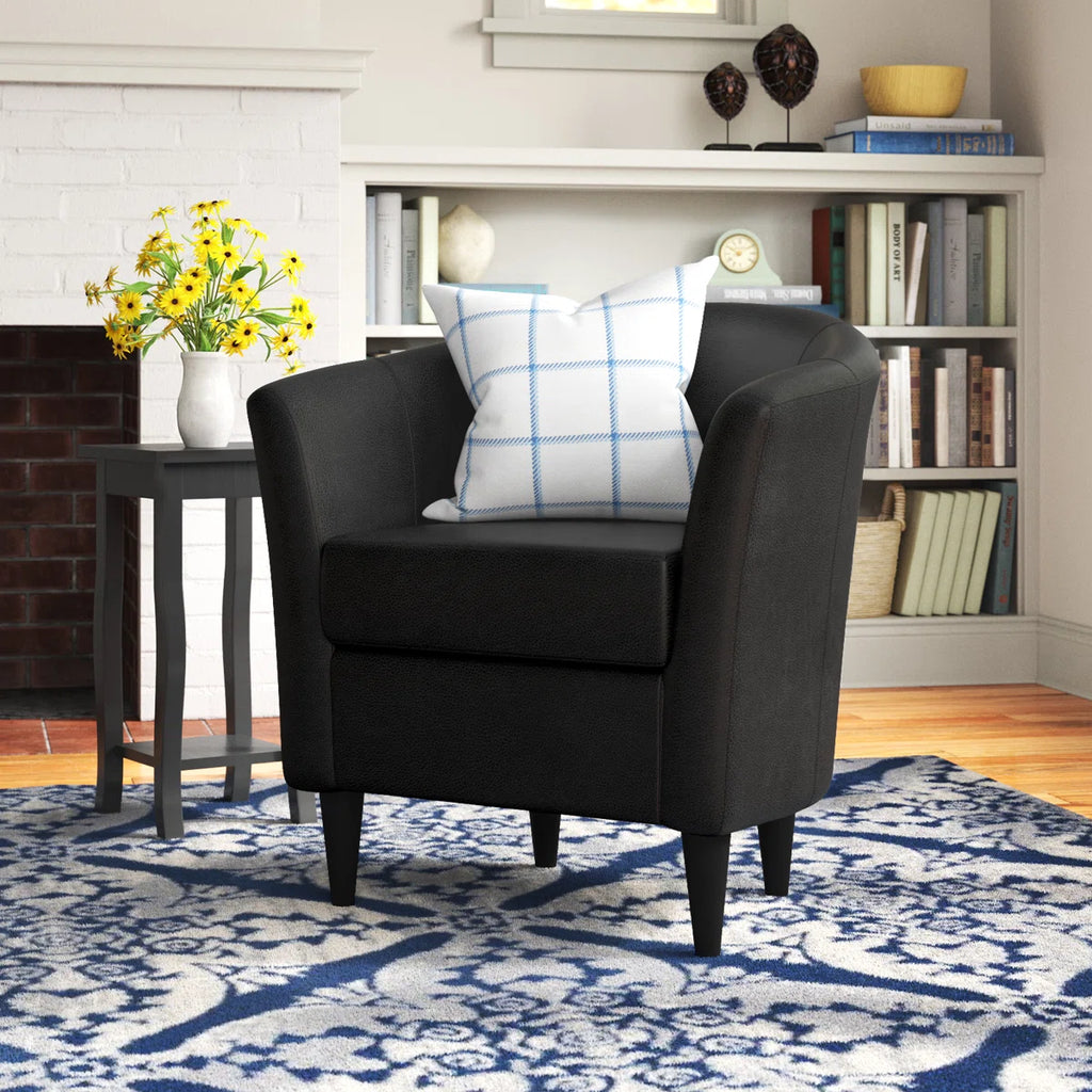Kronos Faux Leather Barrel Chair
